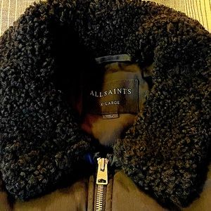 Men’s ALLSAINTS genuine shearing collar puff jacket.